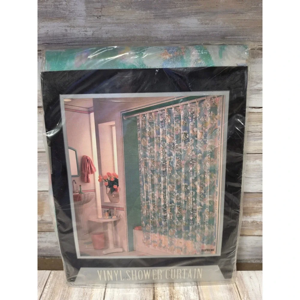 Ex-Cell Home Fashions Vinyl Shower Curtain Supreme Pastel Floral 70x72 Vintage